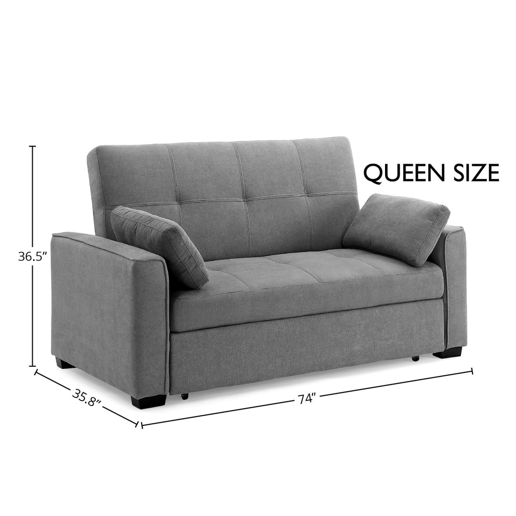 Light Gray Queen Size Chenille Sleeper Sofa A742