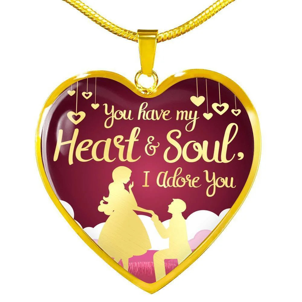 Stainless Steel or 18k Gold Heart Pendant Necklace N3388