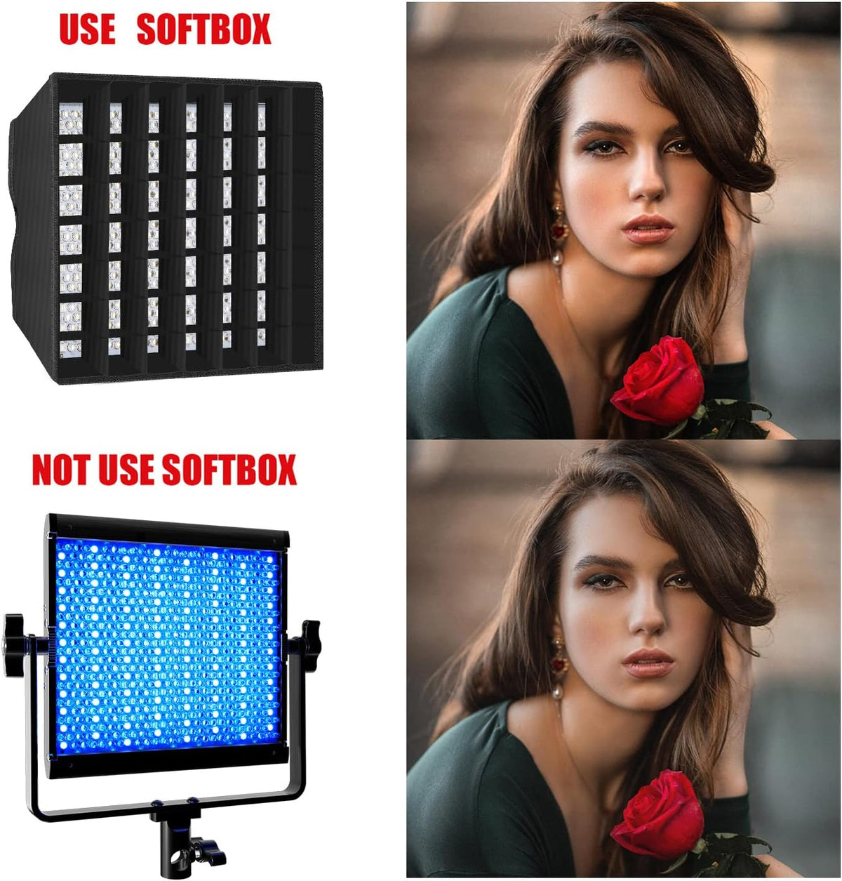 RGB LED Video Light with 2 Light Boxes, 360° Full Color Video Lighting Panel, 2 Packs Photography Lighting Kit B338