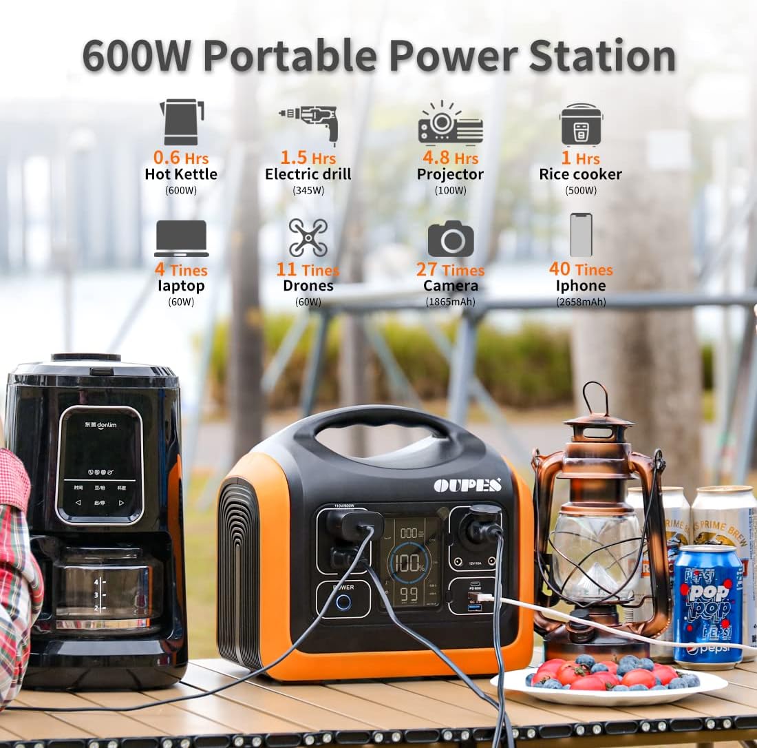 Portable Power Station 600W Solar Generator with 100W Panel 186000mAh Battery Backup Z85022