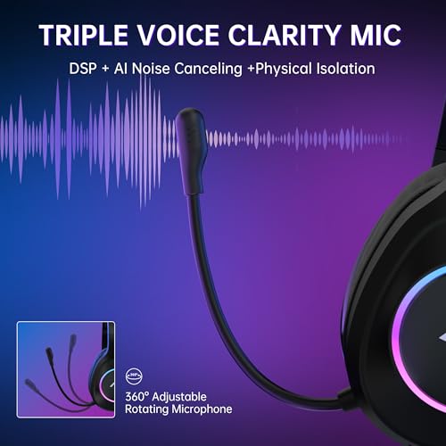 Black Wireless Gaming Headset with Noise Canceling Mic M5432