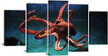 5 Piece Blue Octopus Canvas Wall Art P413