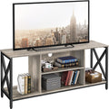 Gray Wood TV Stand with Storage Shelves L559