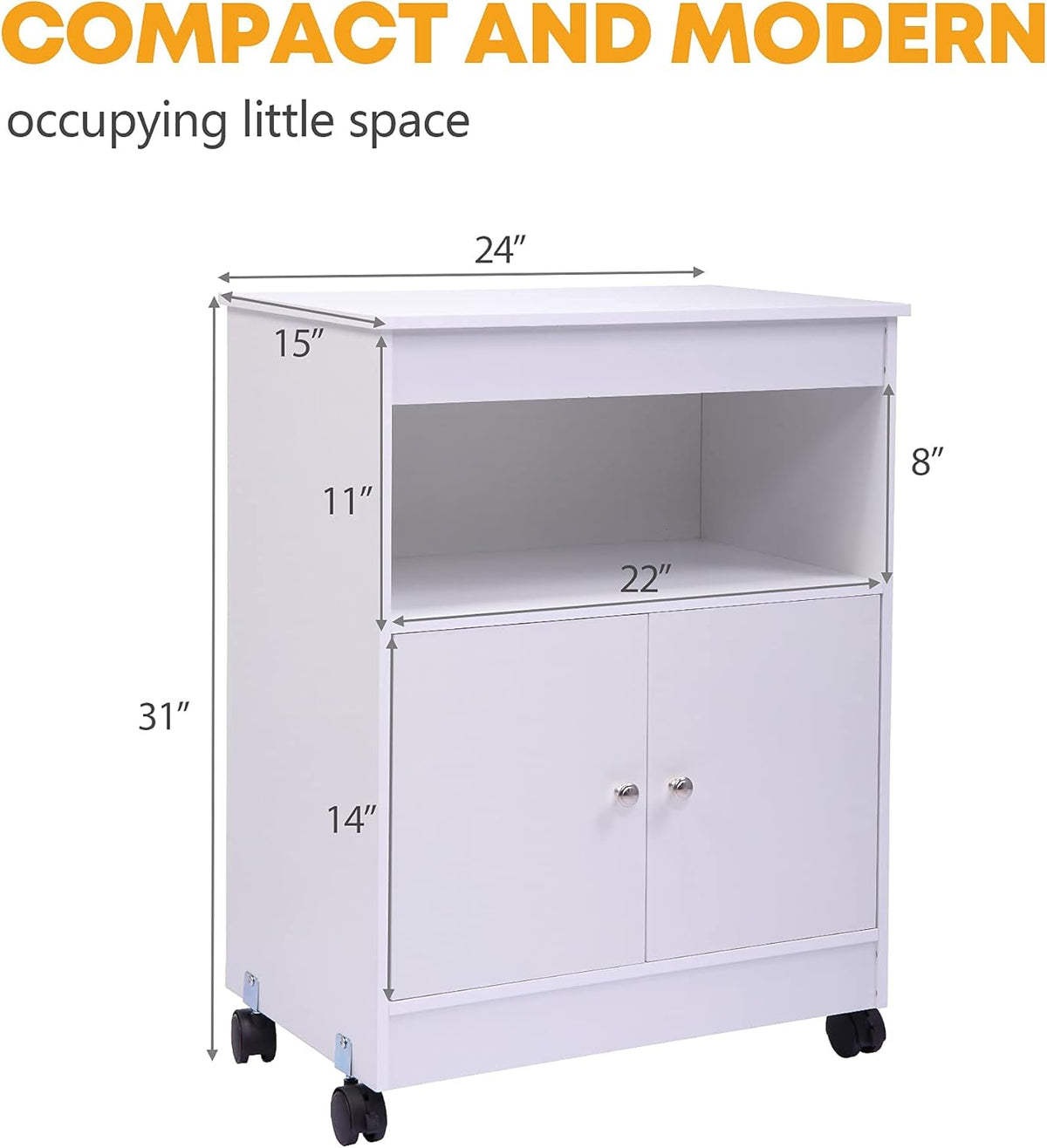 White Wooden Microwave Cart with 1 Drawer Y6650