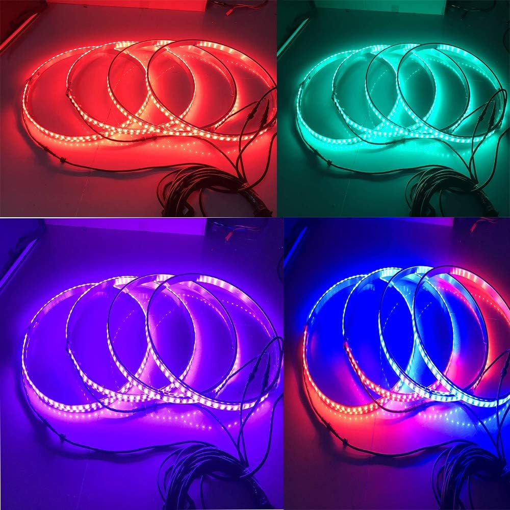 15.5 in 4 PCS 576 LEDs Double-Sided RGBW Wheel Rim Light Kit E461492