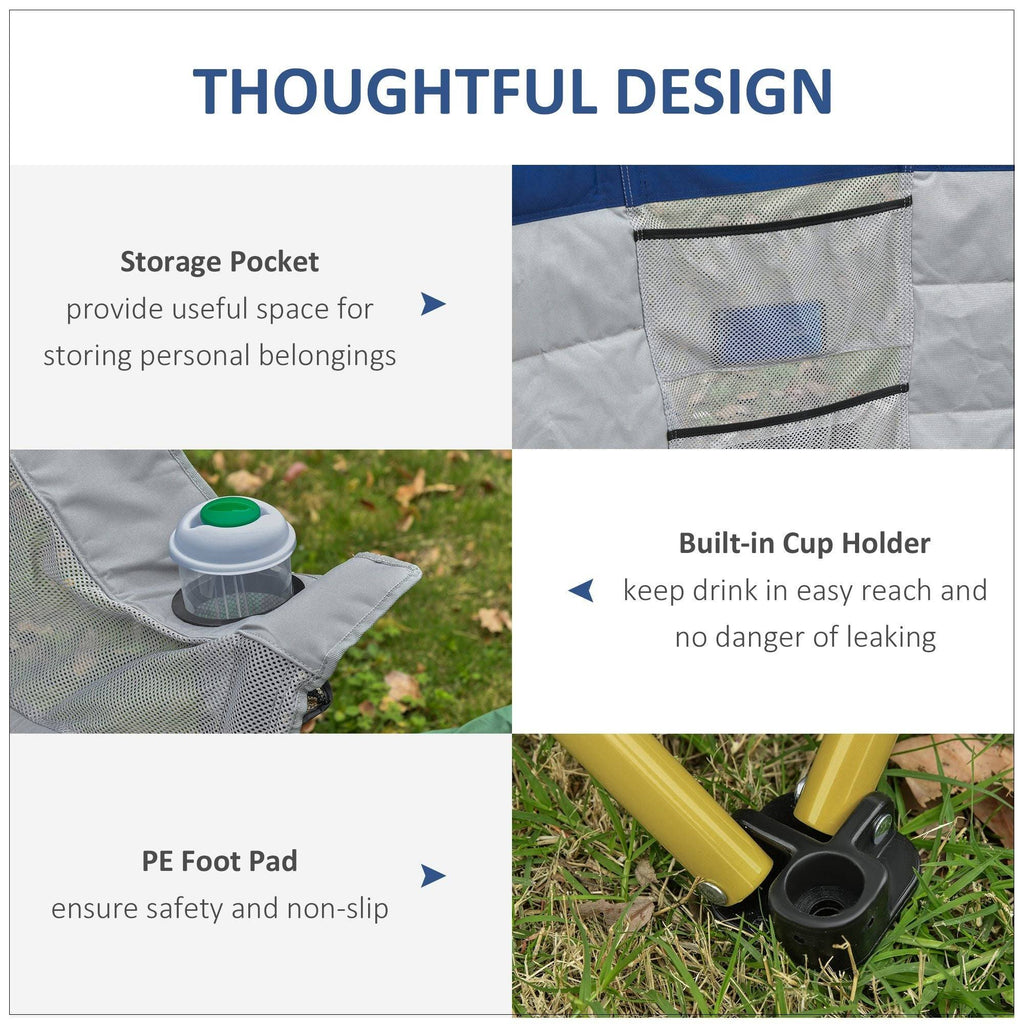 Double Seat Folding Camping Chair with Storage Pocket & Cup Holder H293408