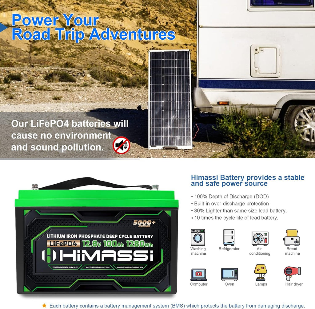12V 100Ah LiFePO4 Battery 50A BMS Deep Cycle Battery Pack X568