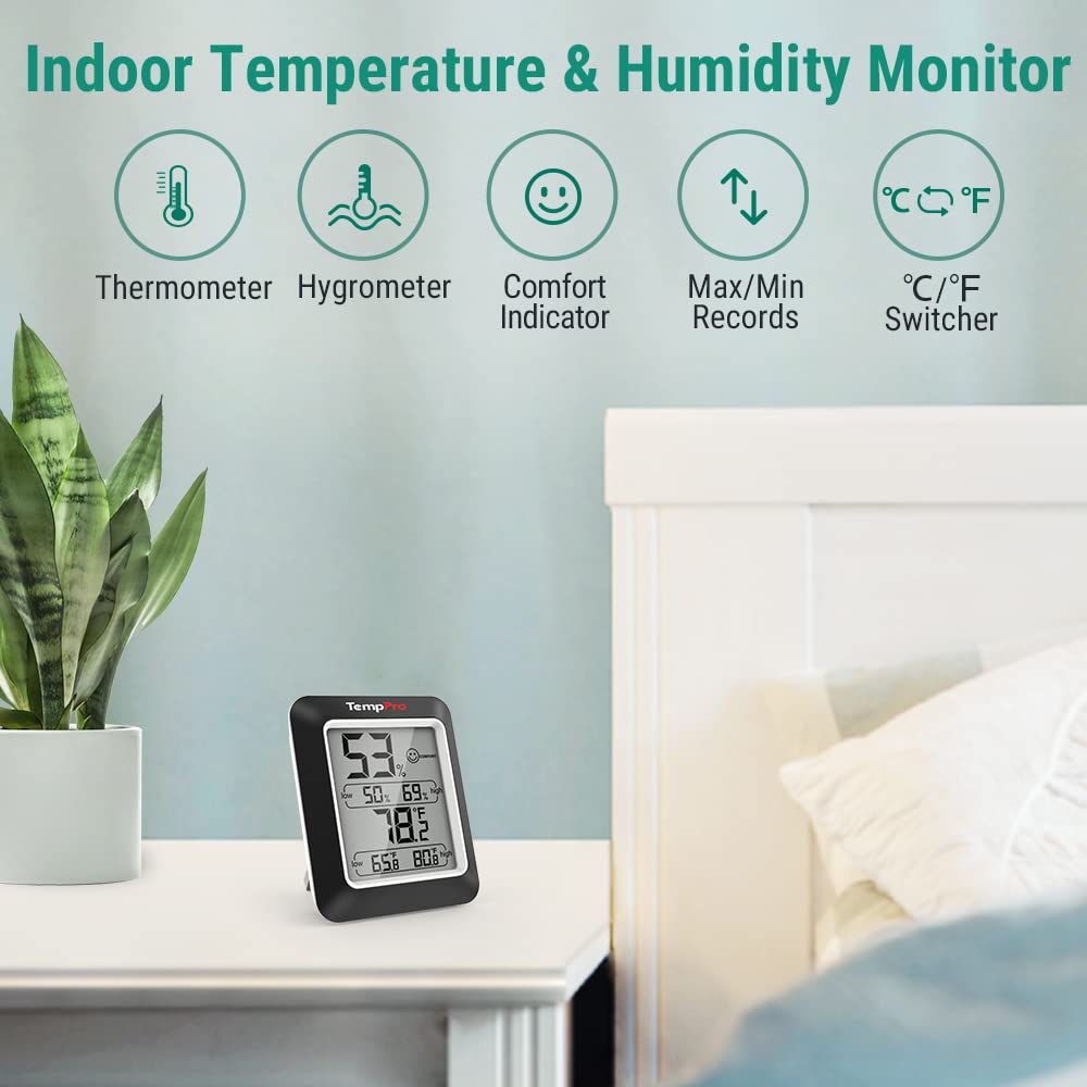Black 2 Pack Indoor Thermometer Humidity Sensor N661