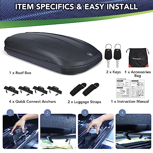 12 Cubic Feet Hard Shell Top Mount Rooftop Cargo Box with Dual-Side Opening J62281