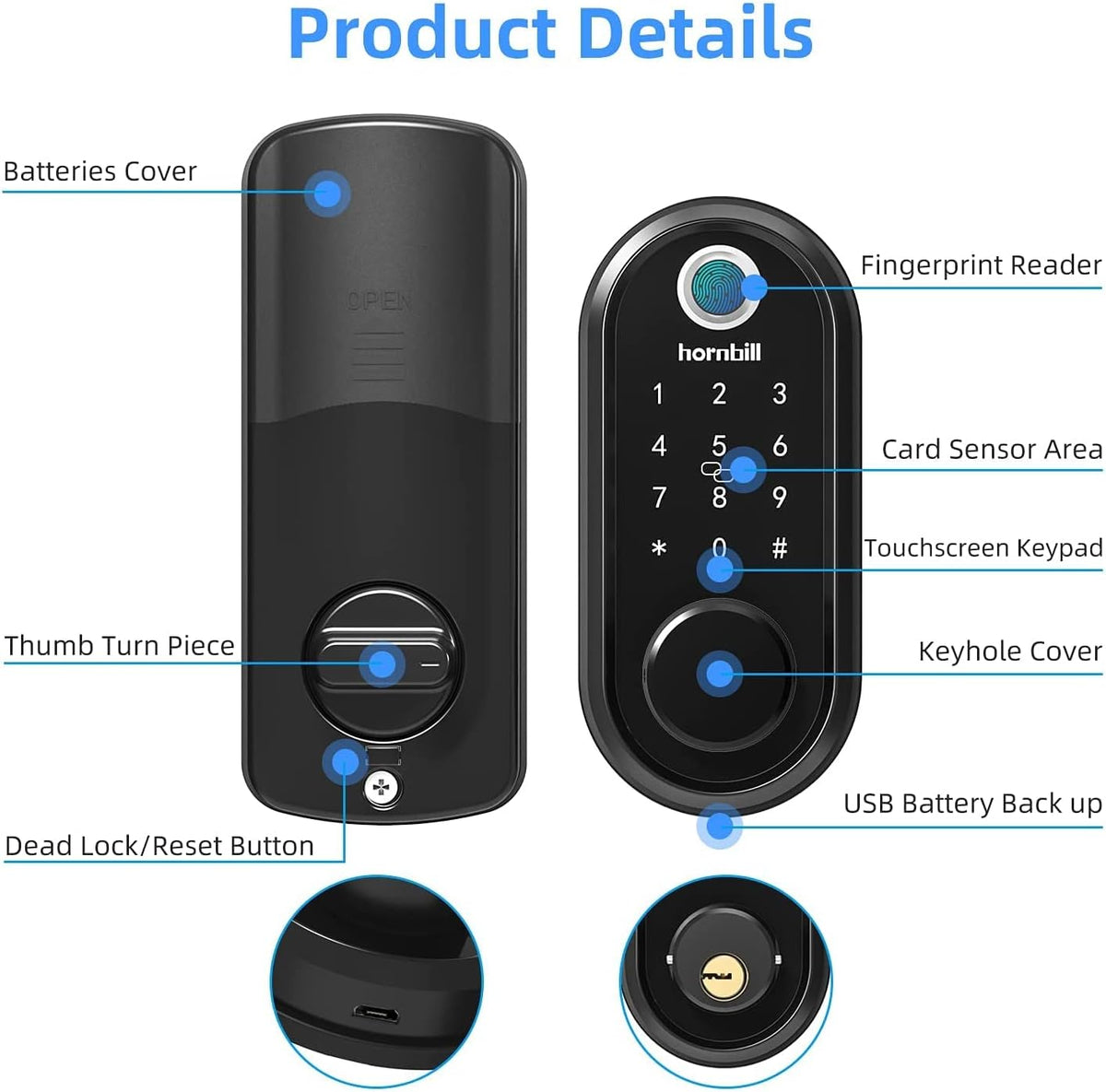 Smart Lock Fingerprint Deadbolt with Touchscreen Keypad, Bluetooth ekeys, Auto Lock Keyless Entry Door Lock P96690