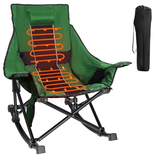 Oversized Heated Rocking Camping Chair with Pillow and Carry Bag R951