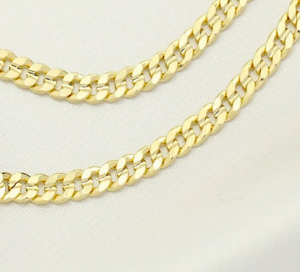 14K Bonded Gold Cuban Chain Necklace with Rose Cross Charm W490