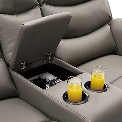 Gray Double Recliner Sofa with Cup-Holder U89174