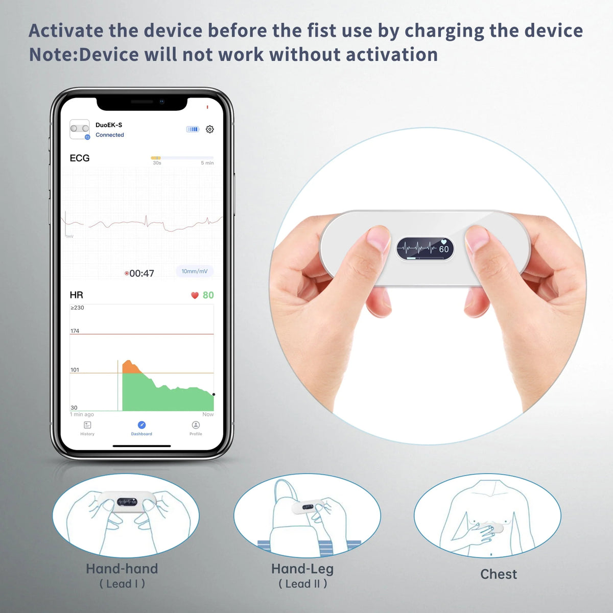 Handheld Bluetooth ECG Monitor with Screen Display J490707