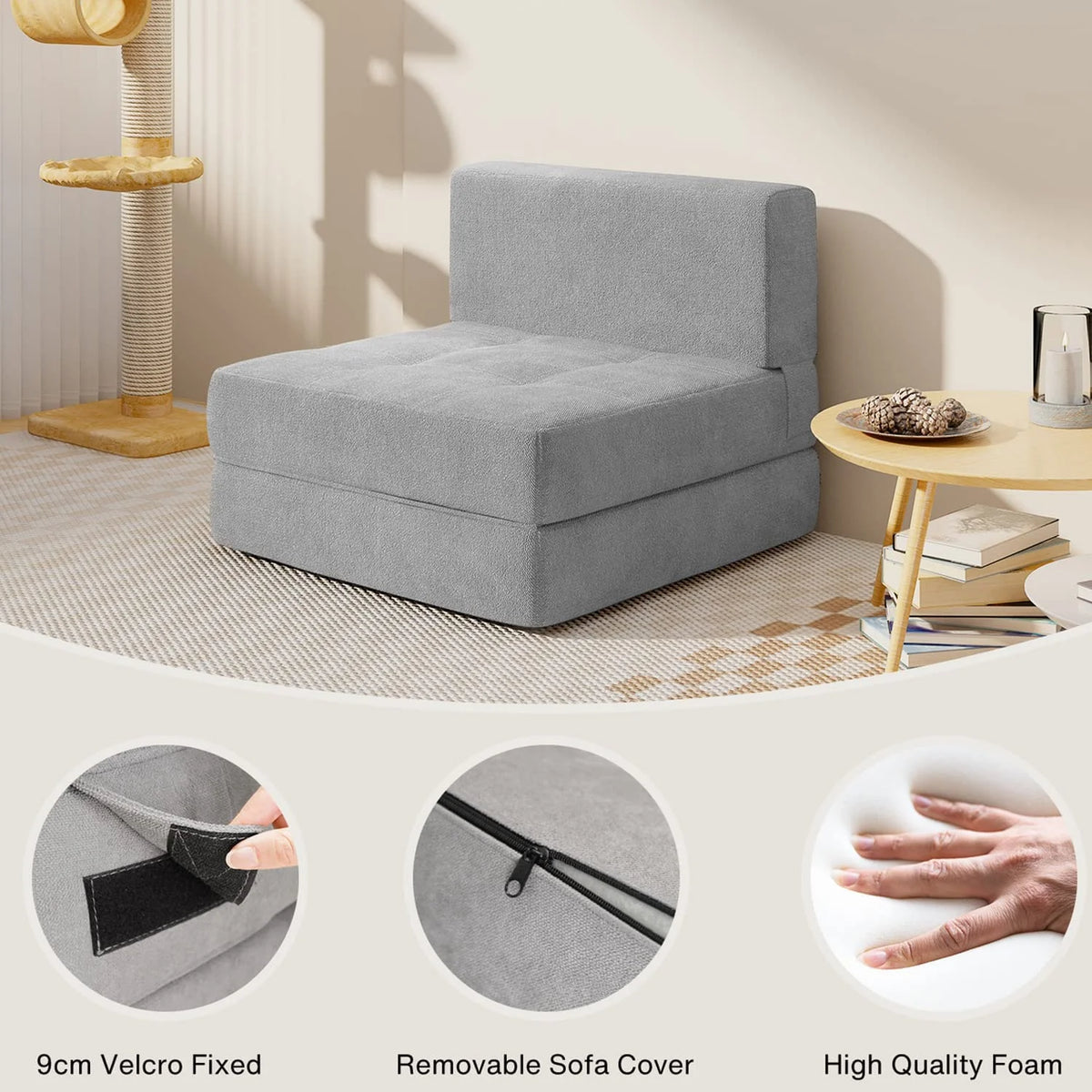 Light Gray Sleeper Sofa Bed D95410
