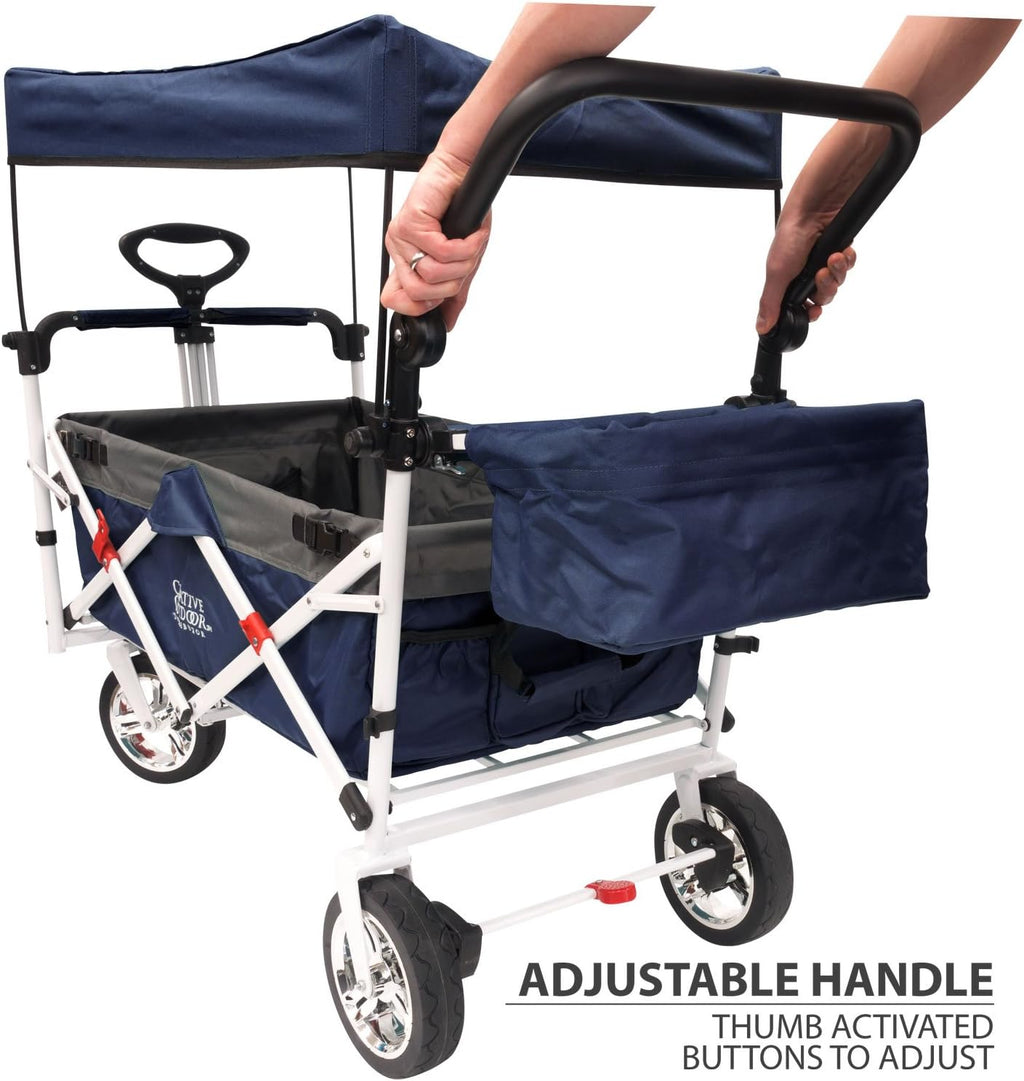 Collapsible Folding Wagon Cart with Sun & Rain Shade G692865