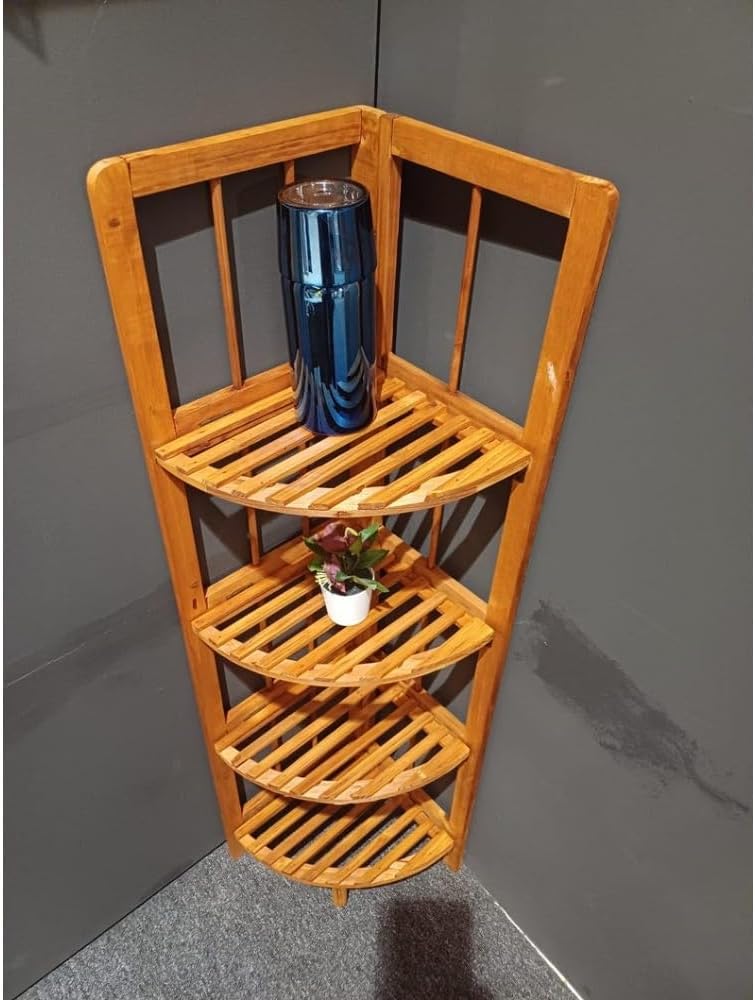 4-Tier Open Wooden Corner Shelf, 11" W x 43" H x 11" D H53665