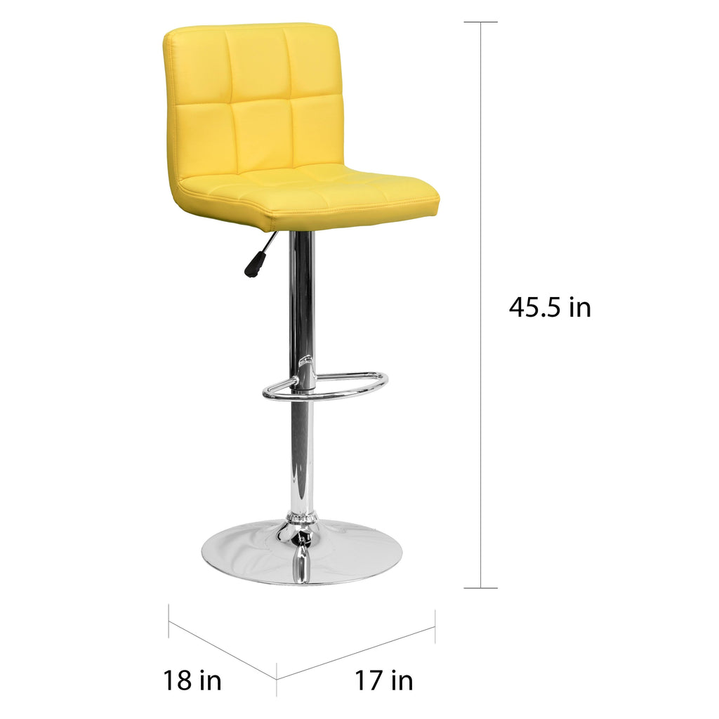 Green Quilted Vinyl Adjustable Height Barstool Set of 2 L94512