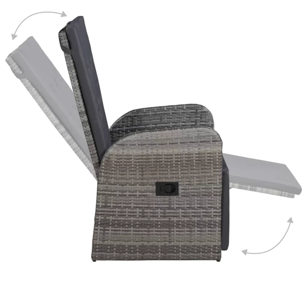 3 Piece Bistro Set with Cushions Poly Rattan Gray W537275