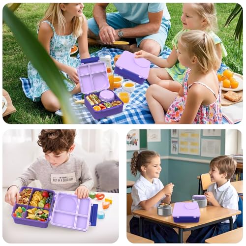 8oz Leak-Proof 4 Compartment Bento Lunch Box Set with Thermo Food Jar and Insulated Bag C6384