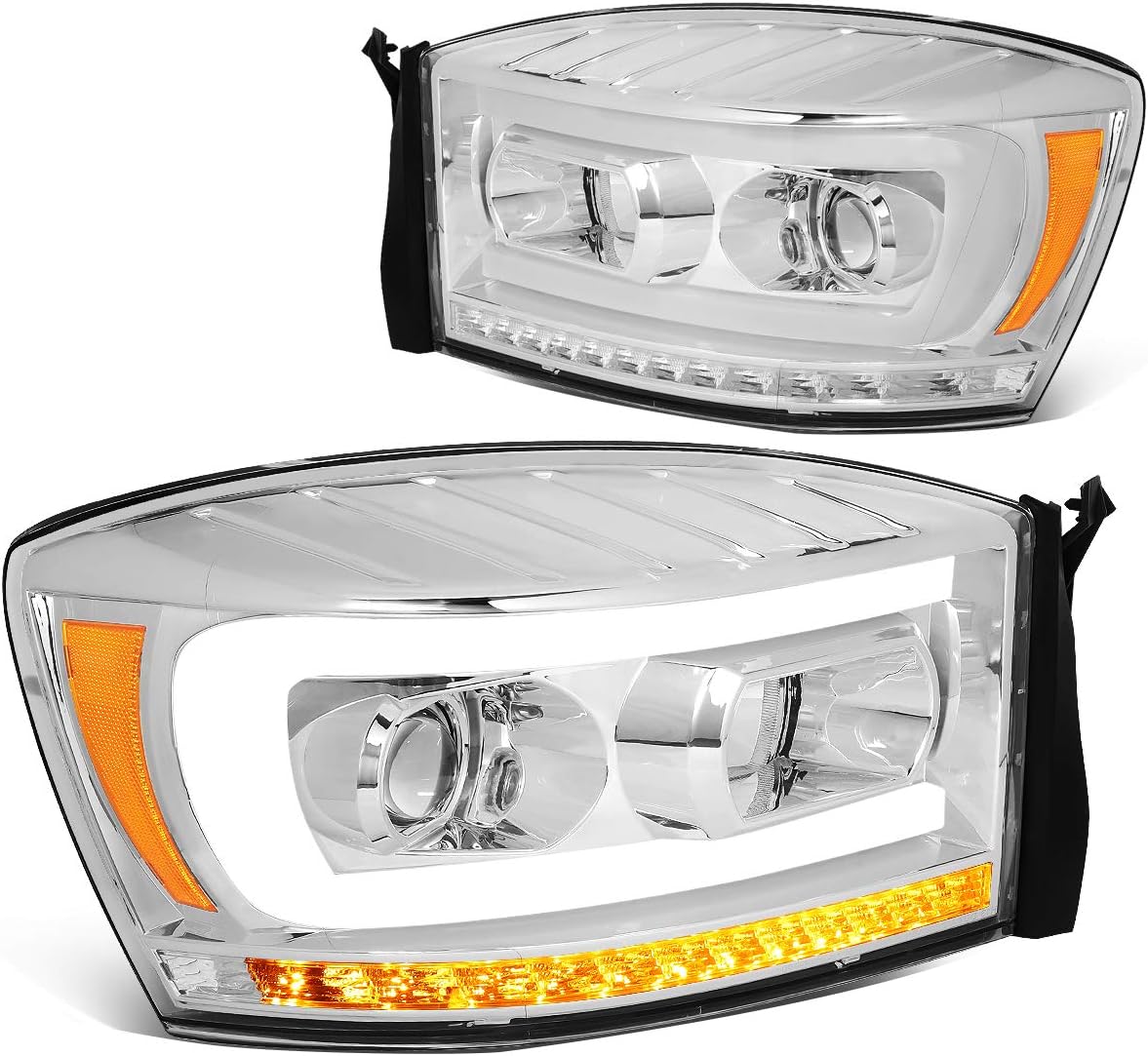 Smoked/Clear Dual LED DRL Sequential Turn Signal Projector Headlights E977