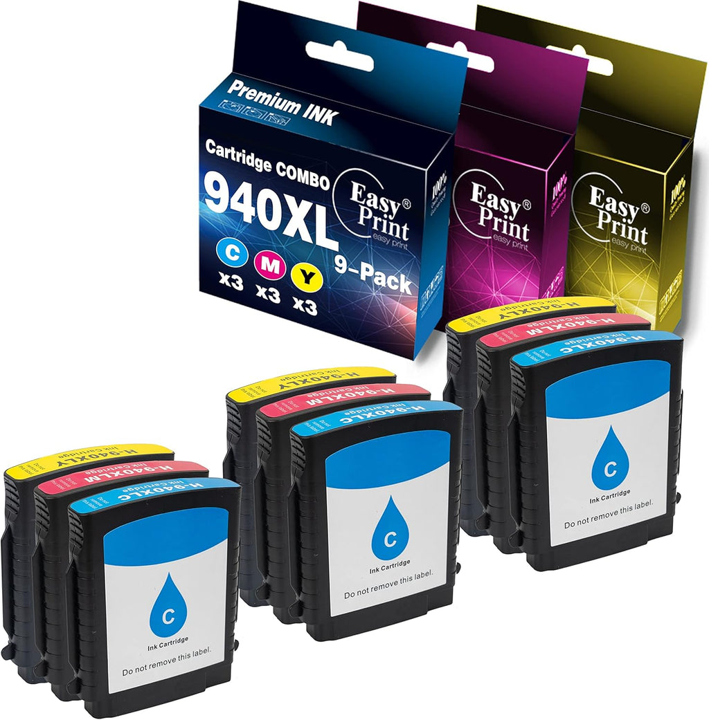 9 Pack Ink Cartridge for HP 940 940XL Officejet Pro 8000 8500 8500A Printer E37591