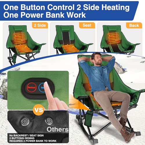 Oversized Heated Rocking Camping Chair with Pillow and Carry Bag R951