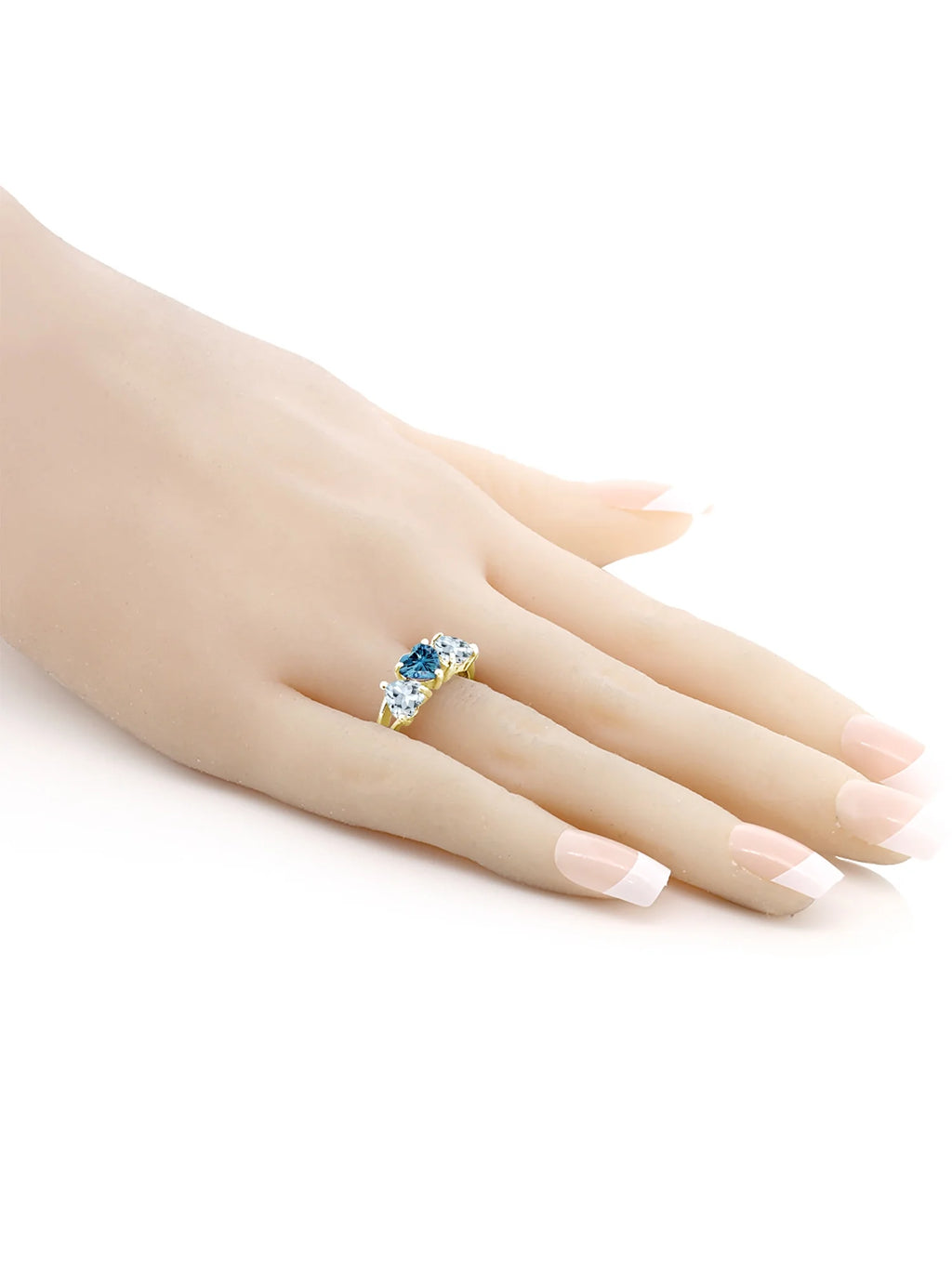 18K Yellow Gold Plated Silver Ring Persian Blue Moissanite Aquamarine (2.26 Cttw) L184