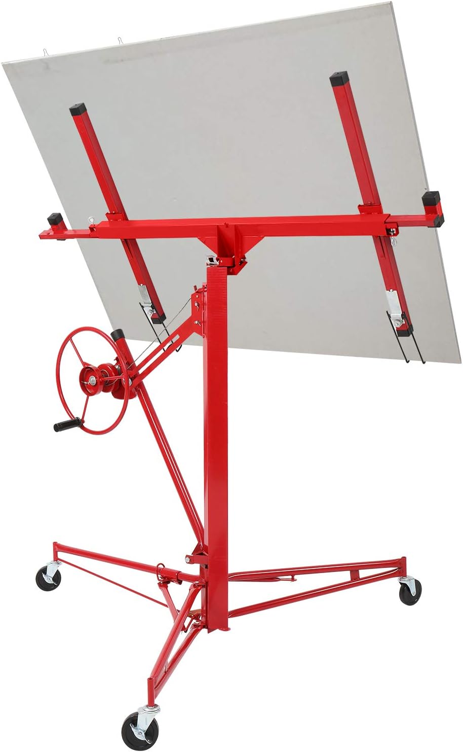11 FT Drywall Lift Portable Panel Hoist with Adjustable Telescopic Arm Lockable Caster Wheel P1871
