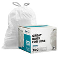 200 ct 13-16 Gallon White Trash Bags S8636