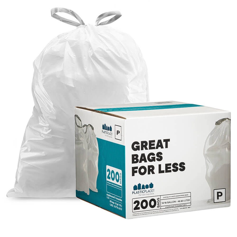 200 ct 13-16 Gallon White Trash Bags S8636