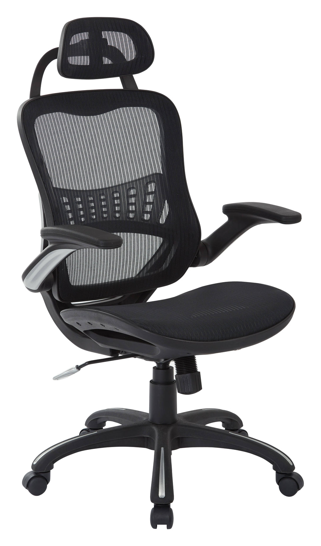 Black Vertical Chair with Nylon Arms and Headrest I987