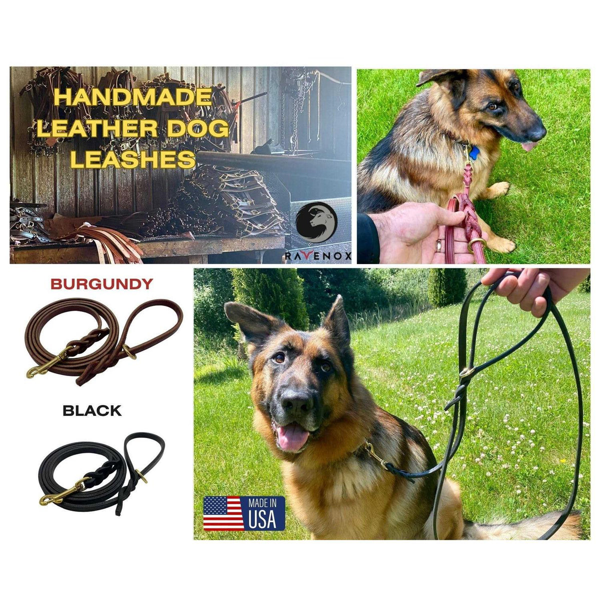 6 FT Braided Leather Dog Leash G174385