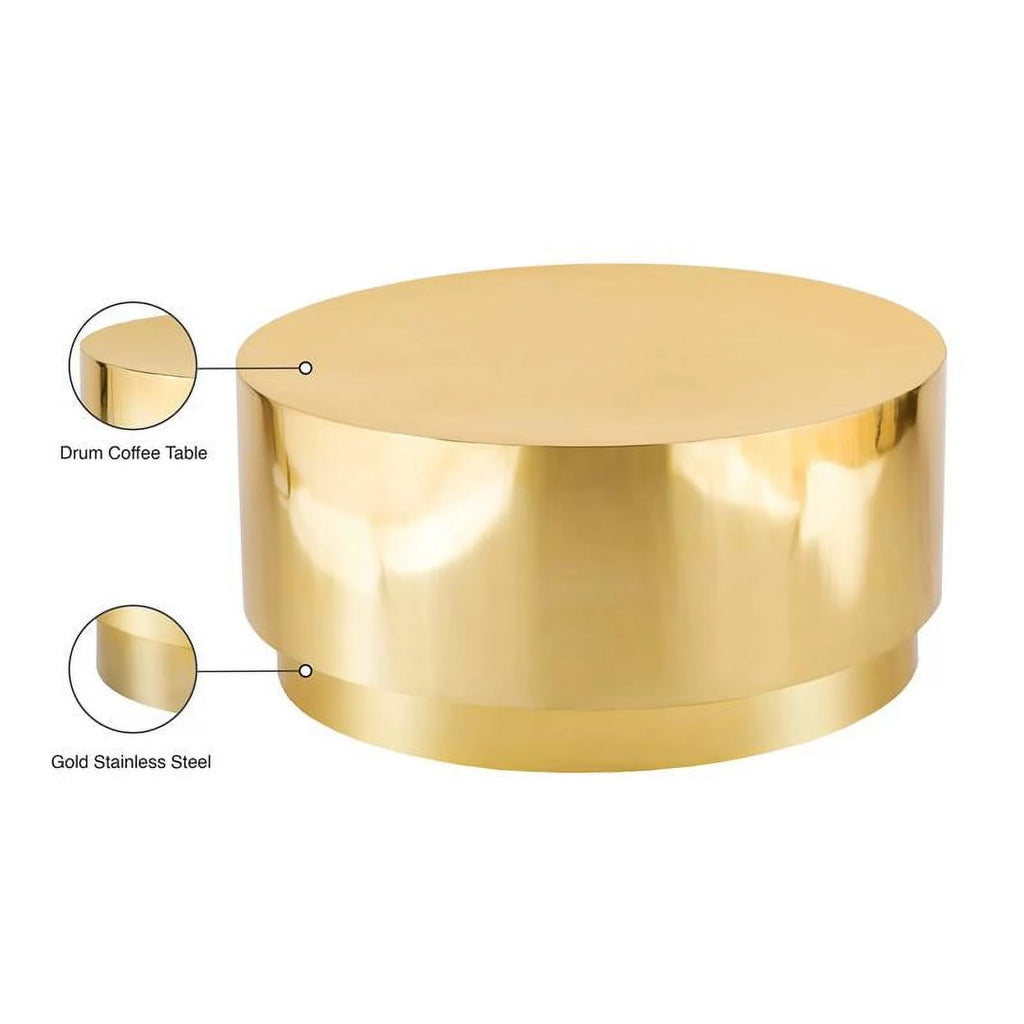 Gold Stainless Steel Drum Coffee Table M165314