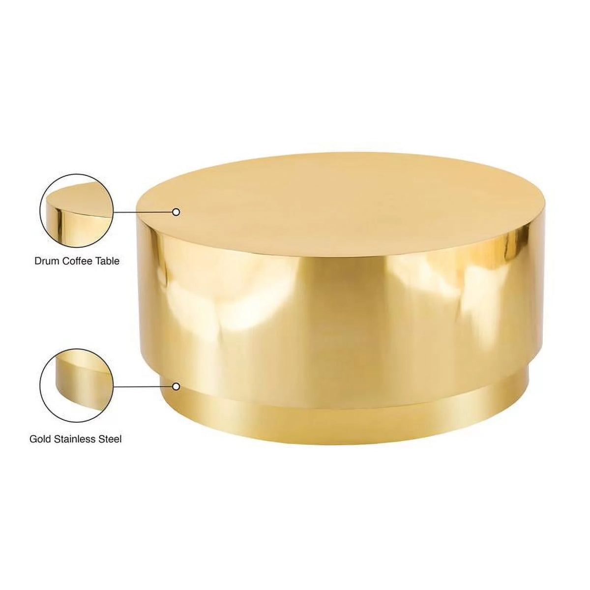 Gold Stainless Steel Drum Coffee Table M165314