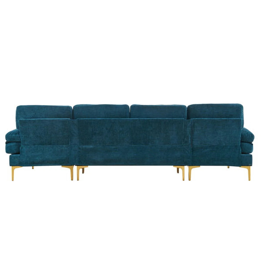 Convertible Sectional Sofa Couch U-Shaped Sleeper Sofa 4-Seat Dark Blue M294258