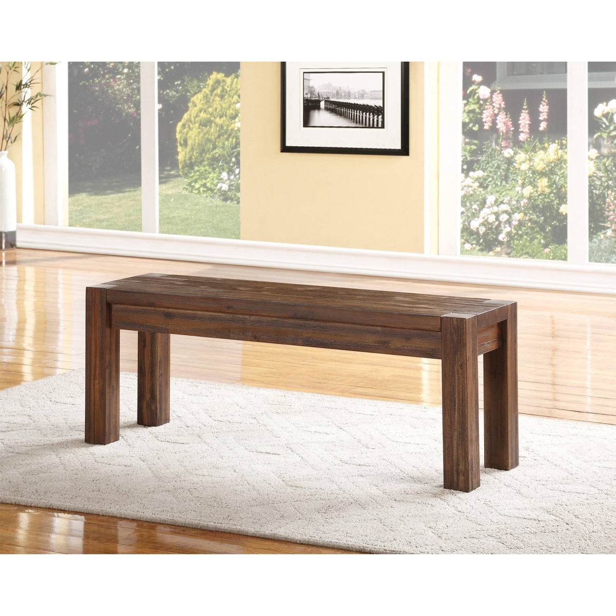 Brown Acacia Wood Bench D6266