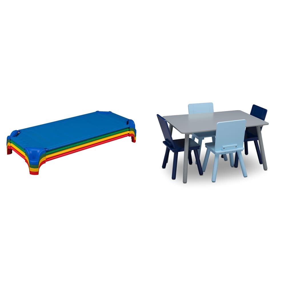Blue Stackable Daycare Cot with Easy Lift Corners V336914
