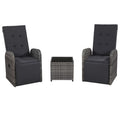3 Piece Bistro Set with Cushions Poly Rattan Gray W537275