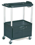 Black Three-Shelf AV Cart with Cabinet C836