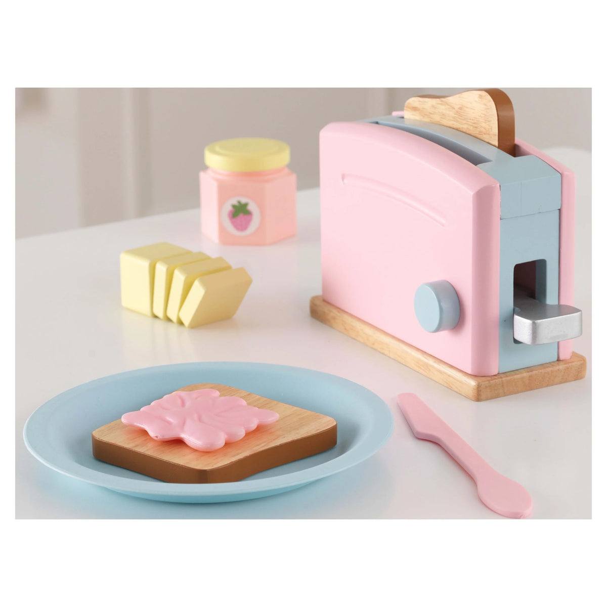 Pastel Wooden Toaster Playset with 8 Pieces S4082