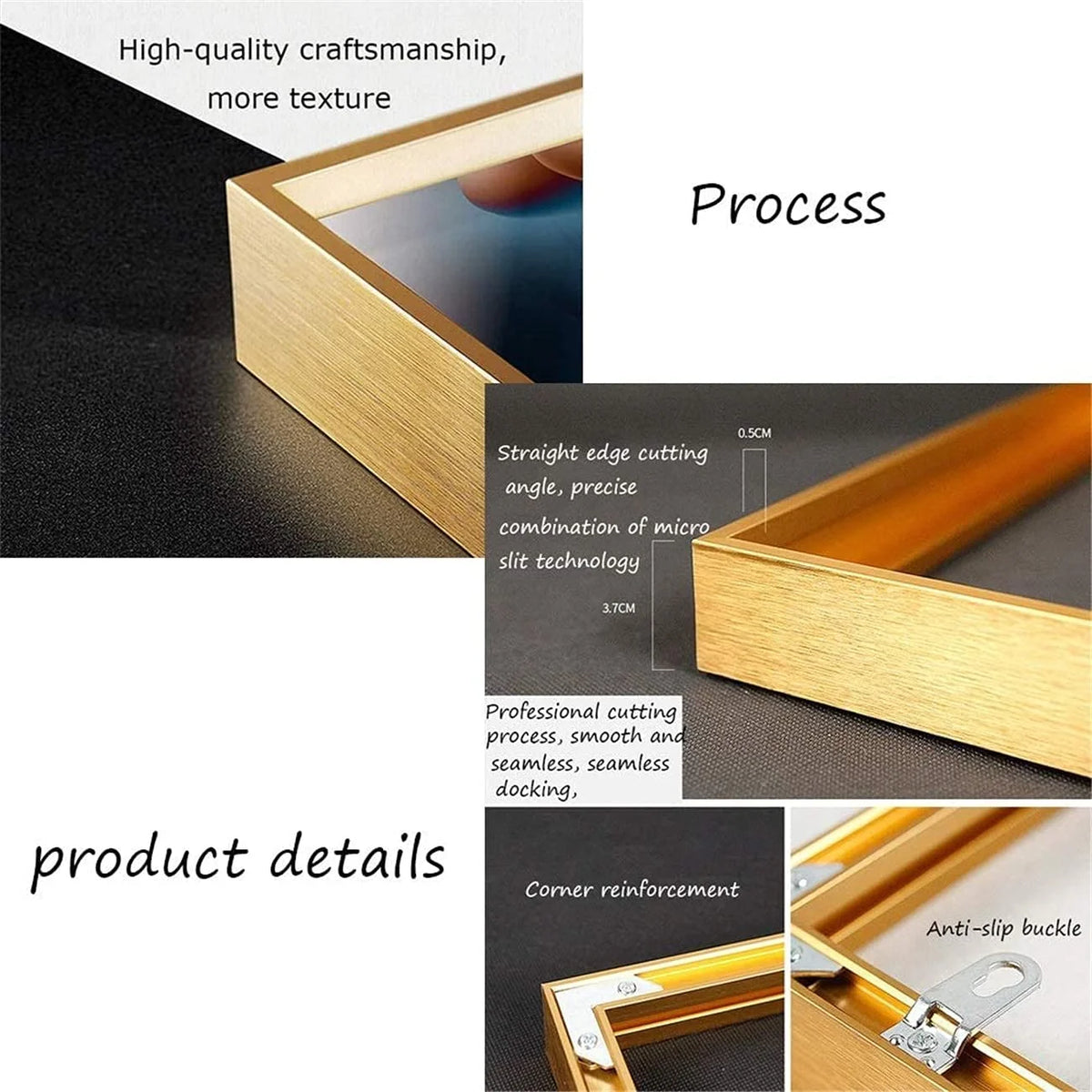 Abstract Wall Art Gold Canvas Painting with Aluminum Alloy Frame B82965