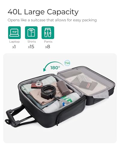 Black Rolling Laptop Bag with Wheels for 17.3 Inch Laptop U77569
