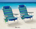 2-Pack Lay-Flat Backpack Chair Blue & Green Stripe Q6831