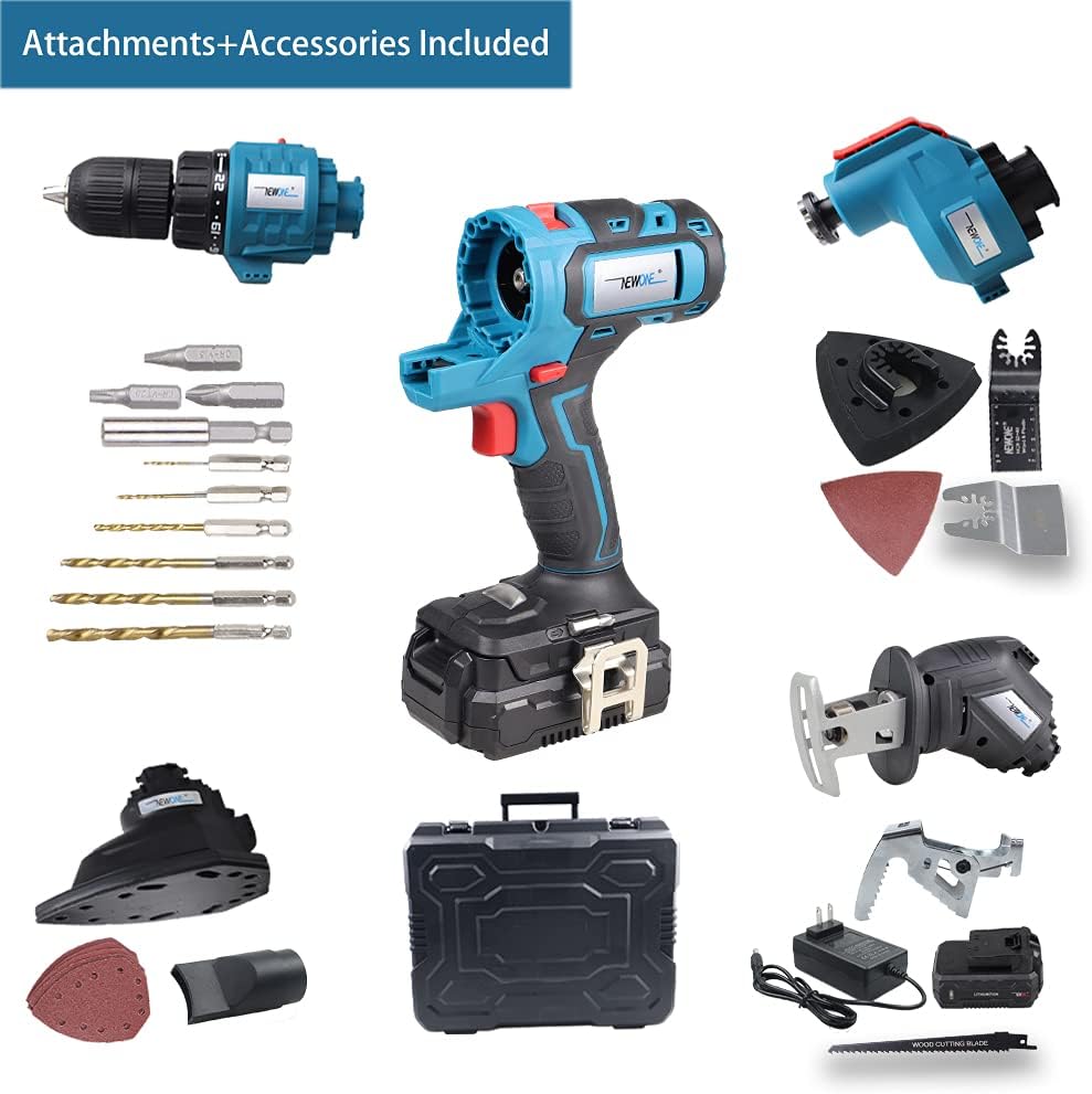 20V MAX Power Tool Combo Kit with Case, 4-Tool Attachments Drill, Reciprocating Saw, Oscillating Tool, Sander A176