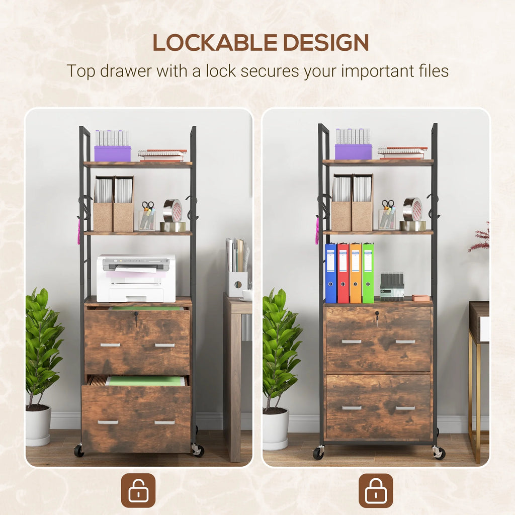 2 Drawer Mobile File Cabinet with Lock & Hanging Bar R175