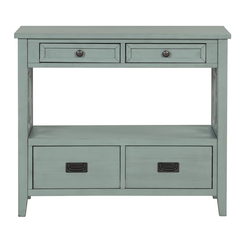 36'' Pine Wood Console Table with 4 Drawers E265572