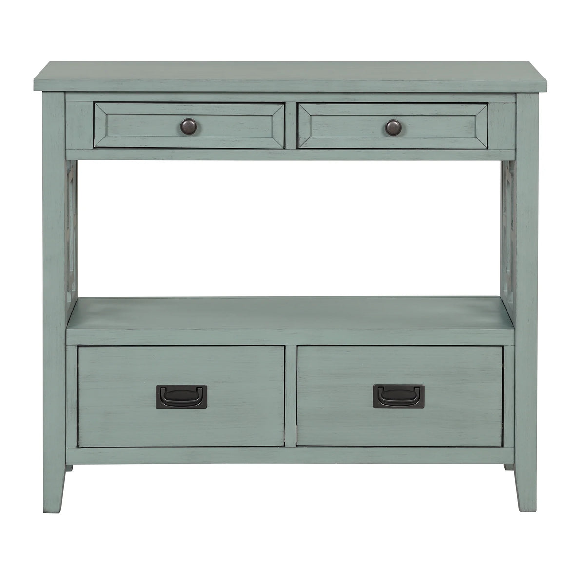 36'' Pine Wood Console Table with 4 Drawers E265572