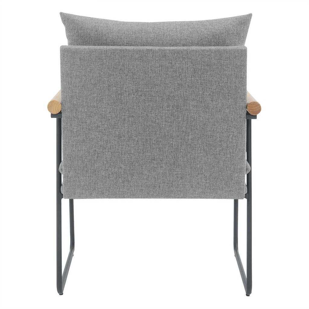 Charcoal Fabric Armchair with Natural Arms and Black Sled Base L19145