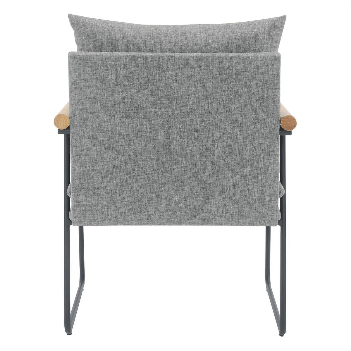 Charcoal Fabric Armchair with Natural Arms and Black Sled Base L19145